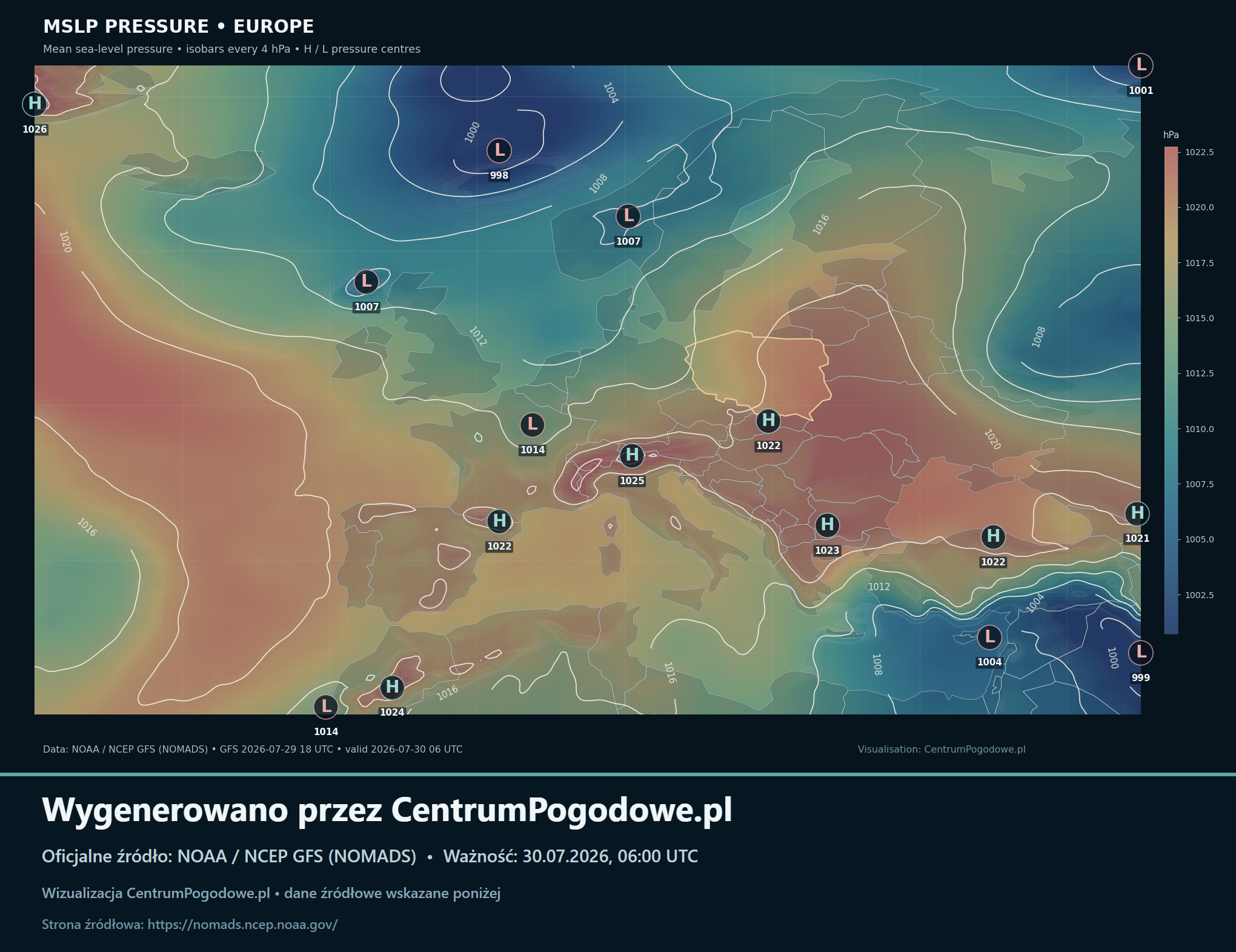 Wyż dominuje w centrum Europy, niże odsunięte na północ