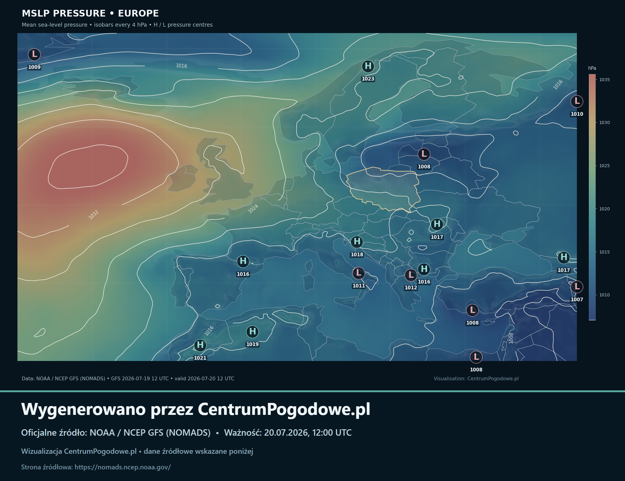 Wyż na Atlantyku, niż blisko Polski