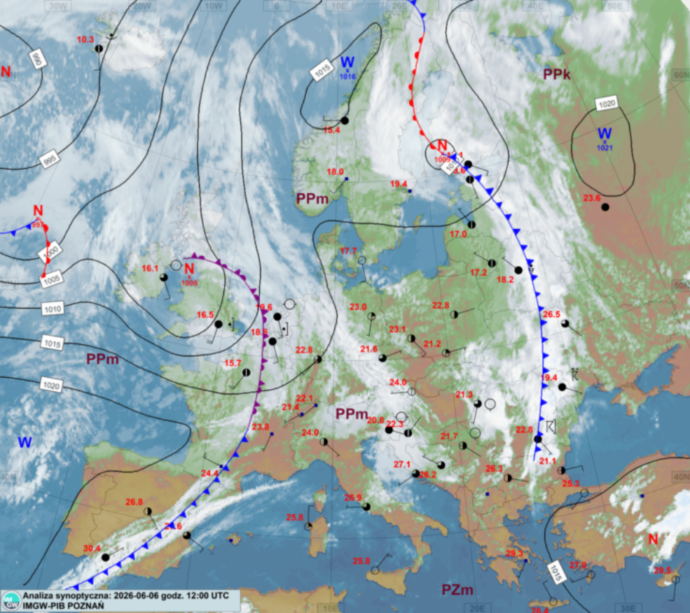 Europa pod wpływem frontów atmosferycznych