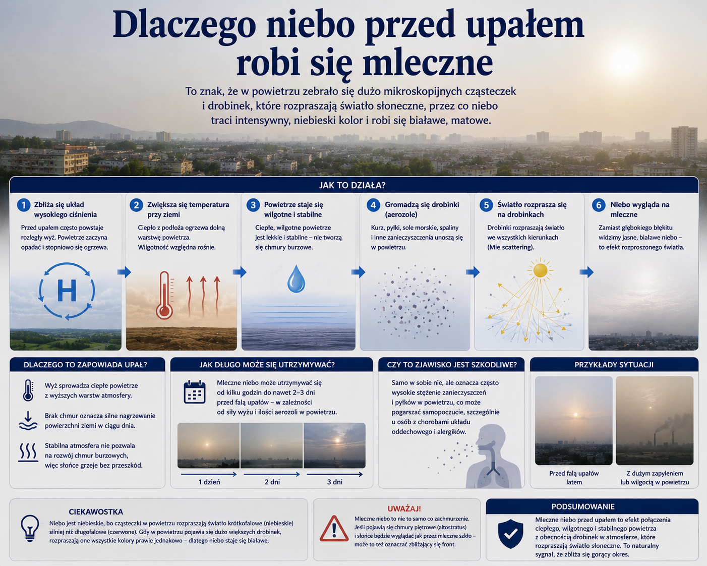 Dlaczego niebo przed upałem robi się mleczne