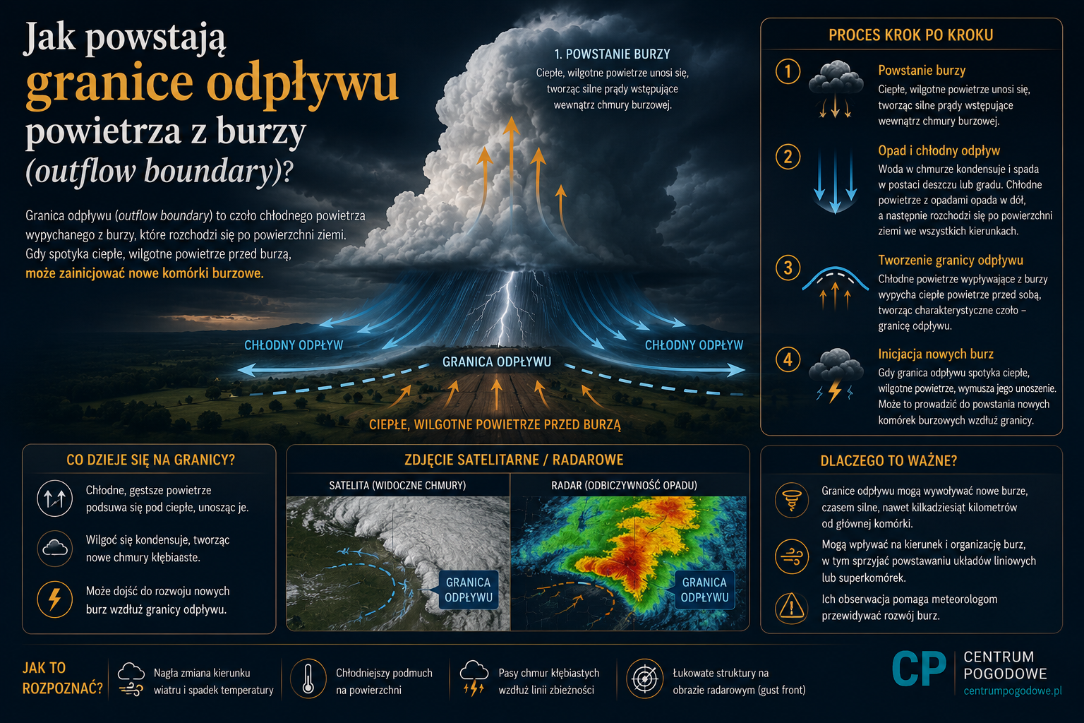 Jak powstają granice odpływu powietrza z burzy (outflow boundary)?