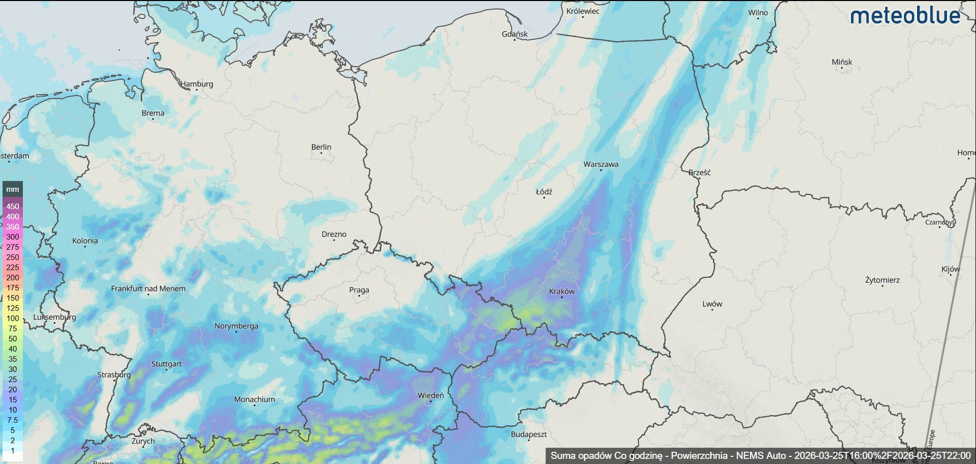 Aktywny front nad Polską – intensywne opady deszczu i śniegu w pasie południowym