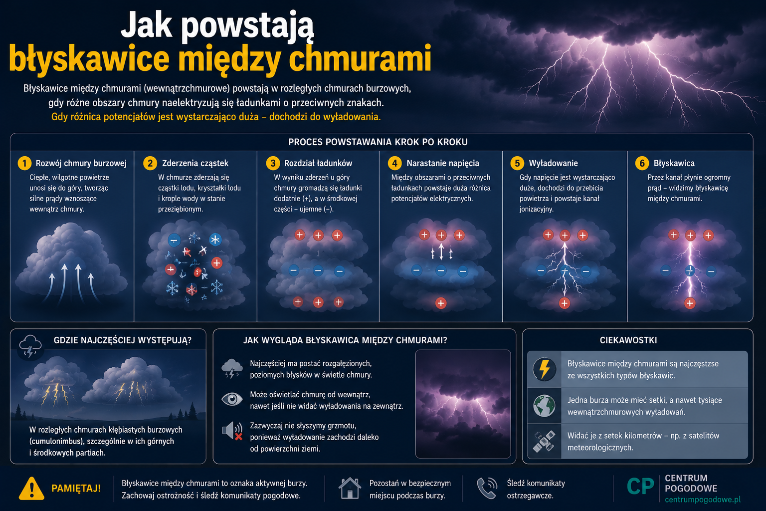 Jak powstają błyskawice między chmurami