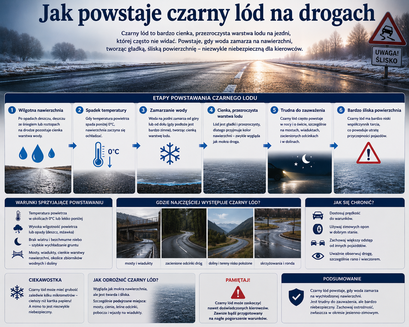Jak powstaje czarny lód na drogach