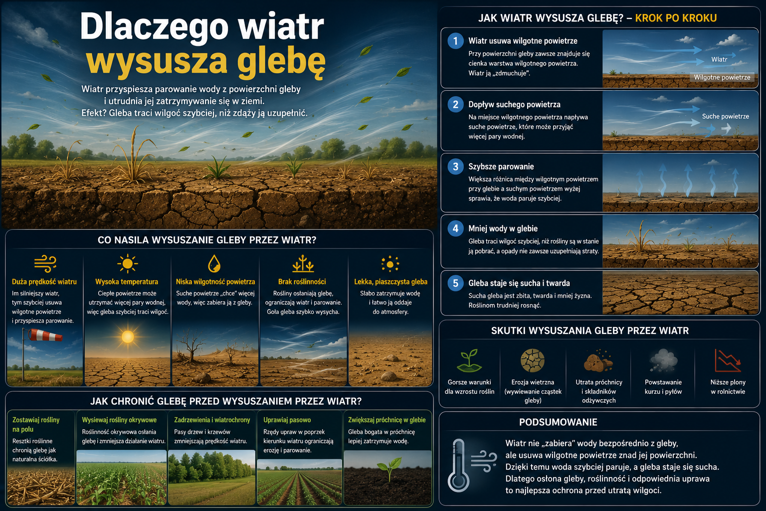 Dlaczego wiatr wysusza glebę?